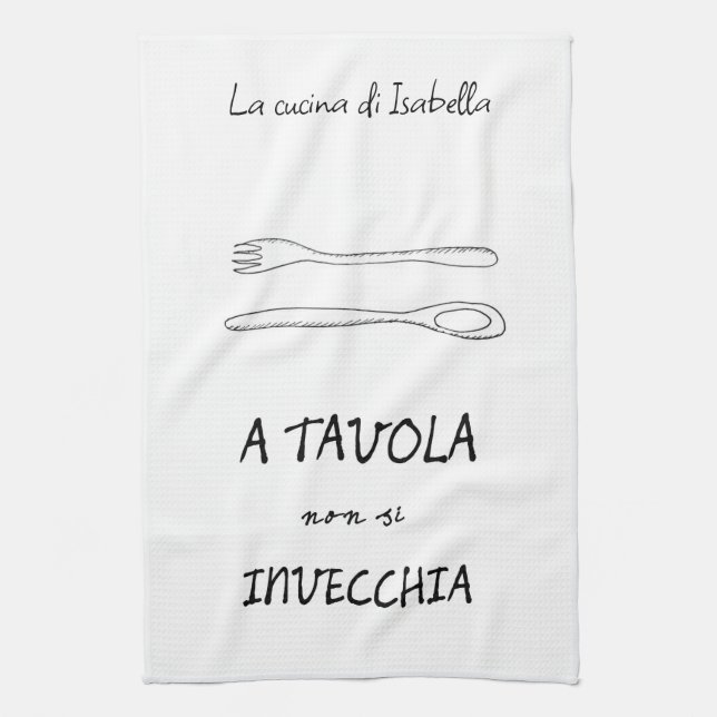 Stylish italian kitchen spoon fork quote kitchen towel (Vertical)