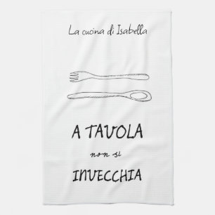 Stylish italian kitchen spoon fork quote towel