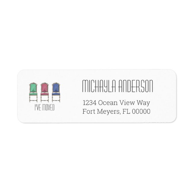 Stylish I've Moved l New Return Address Label (Front)