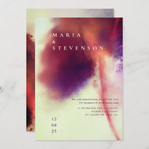 Stylish Ivory Brown Watercolor Dandelion Wedding Invitation