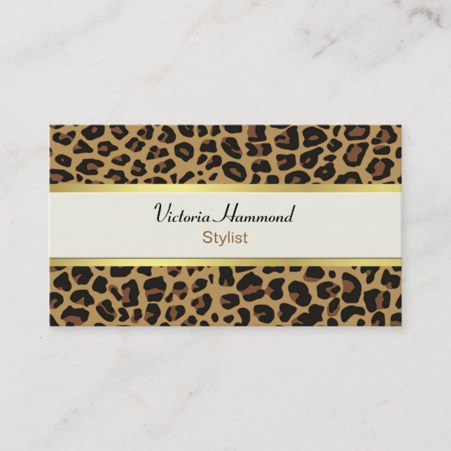 Stylish Jaguar Print Business Card (Front)