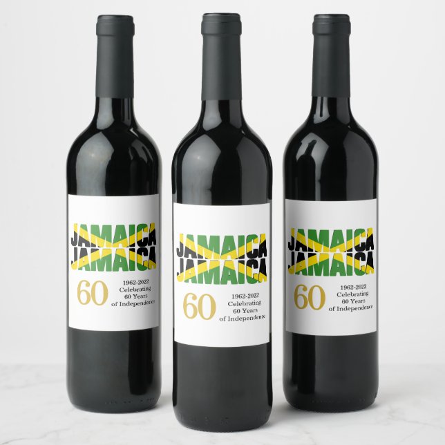 Stylish JAMAICA 60th Anniversary Independence Wine Label (Bottles)