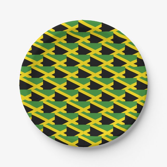 Stylish Jamaica Flag Paper Plates (Front)