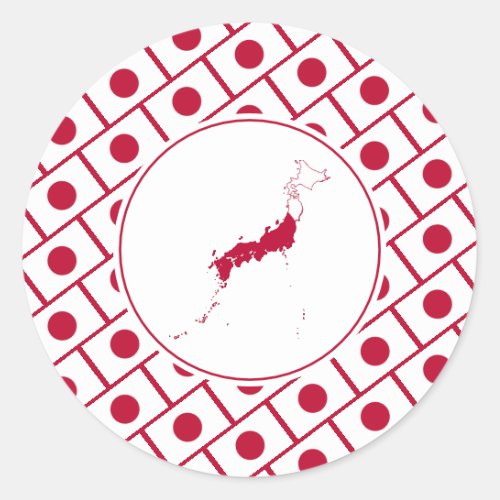 Stylish JAPAN FLAG Classic Round Sticker