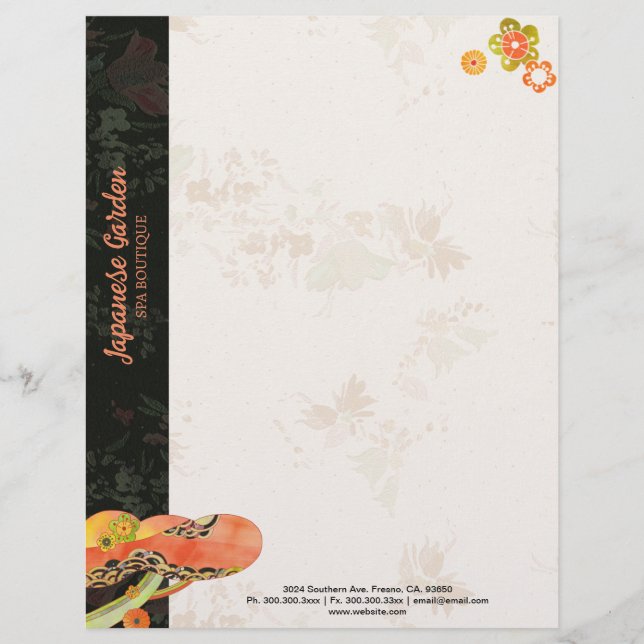 Stylish Japanese Washi Pattern Business Letterhead (Front)