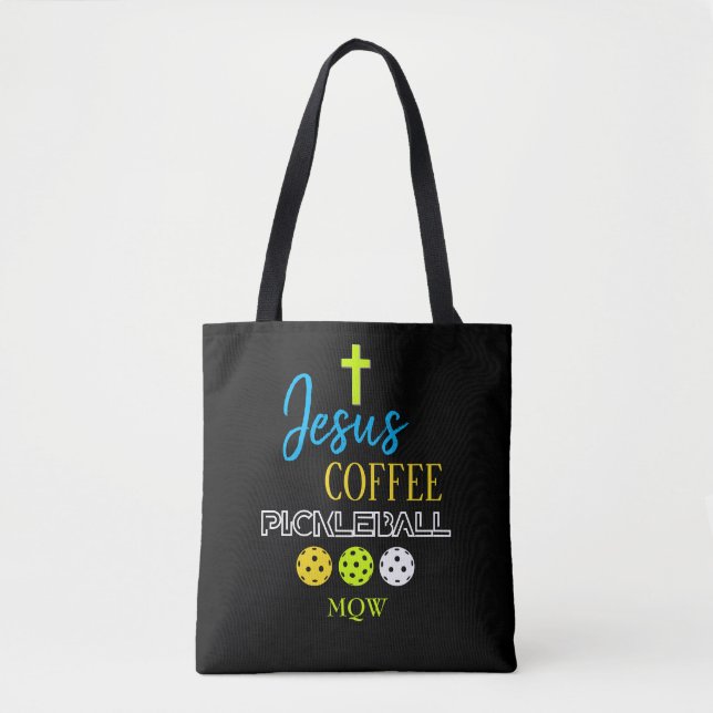 Stylish JESUS Coffee Pickleball Tote Bag (Front)