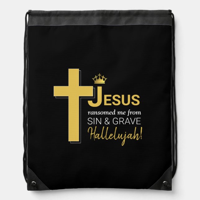Stylish JESUS RANSOMED ME Christian Drawstring Bag (Front)