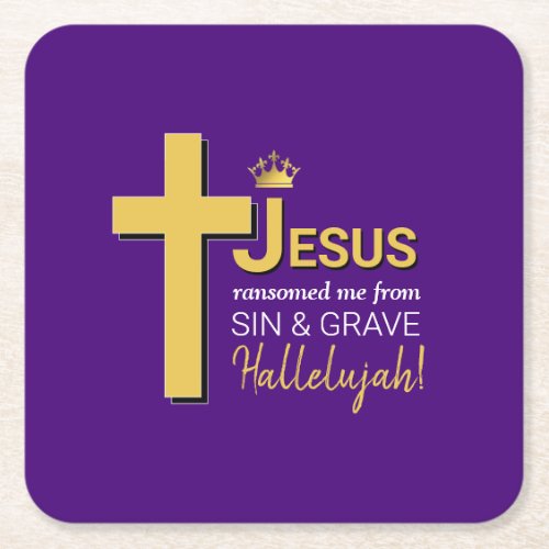 Stylish JESUS RANSOMED ME Christian Square Paper Coaster