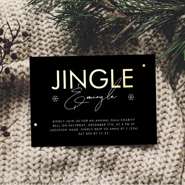 Stylish Jingle & Mingle Corporate Christmas Foil  Foil Invitation (Creator Uploaded)