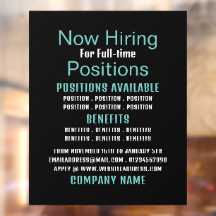 Stylish Job Vacancy Recruitment Advertising Window Cling