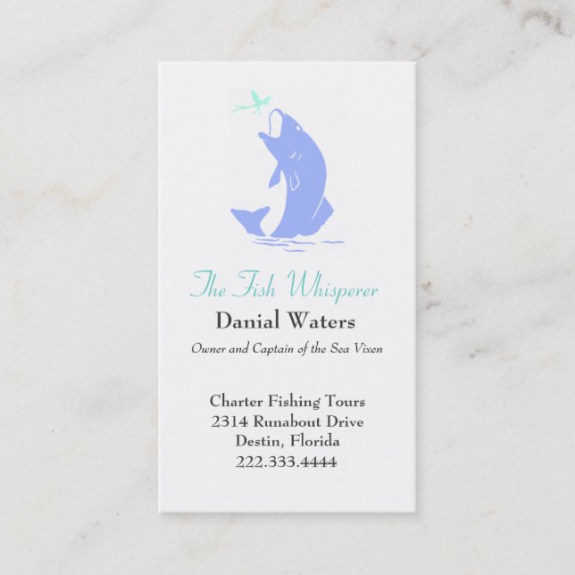 Stylish Jumping Fish Fishing Business Card (Front)