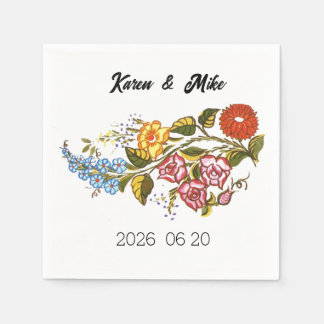 Stylish Kalocsai  flowers - personalized wedding Napkins