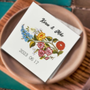 Stylish Kalocsai  flowers - personalized wedding Napkins