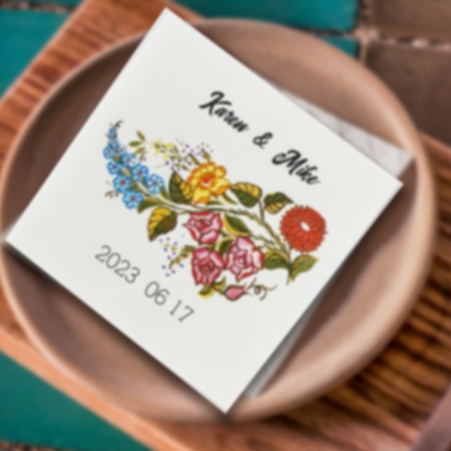 Stylish Kalocsai  flowers - personalized wedding Napkins (Creator Uploaded)