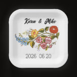 Stylish Kalocsai  flowers - personalized wedding Paper Plates