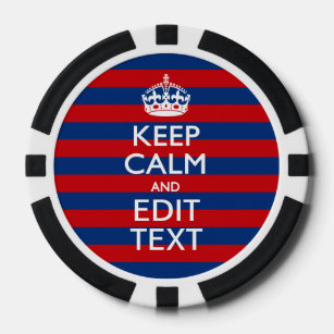 Stylish KEEP CALM AND Your Text on Stripes Poker Chips