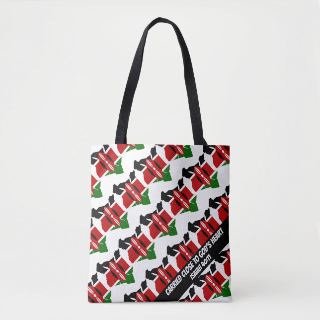 Stylish KENYA FLAG God's Heart Isaiah 40 Tote Bag (Front)