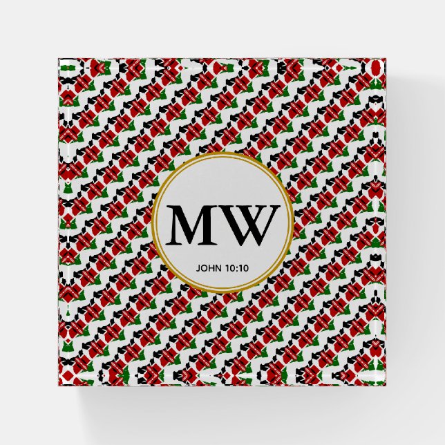 Stylish KENYA Maasai Abundant Life Monogram Paperweight (Front)