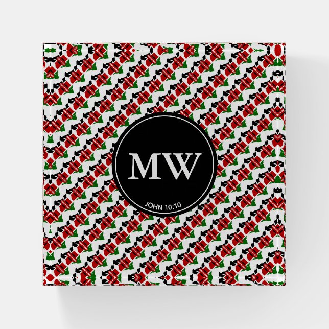 Stylish KENYA MAP Customized Scripture Monogram Paperweight (Front)