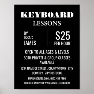 Stylish Keyboard Lessons Advertising Poster