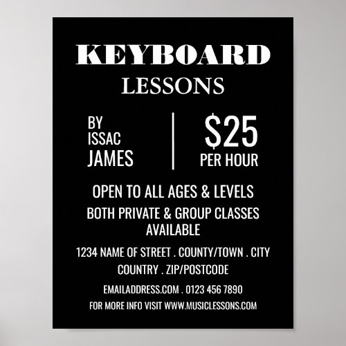 Stylish Keyboard Lessons Advertising Poster