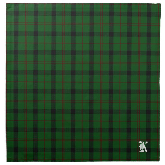 Stylish Kincaid Monogram Tartan Plaid Cloth Napkin (Front)