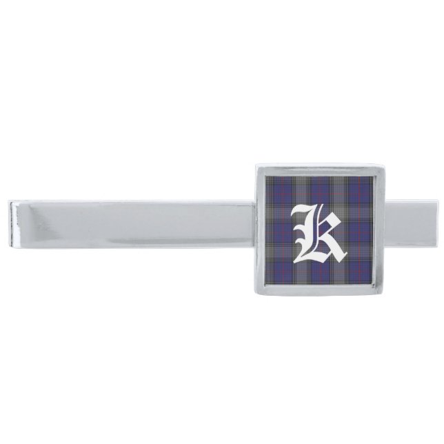 Stylish Kinnaird Plaid Custom Monogram Tie Bar (Front)