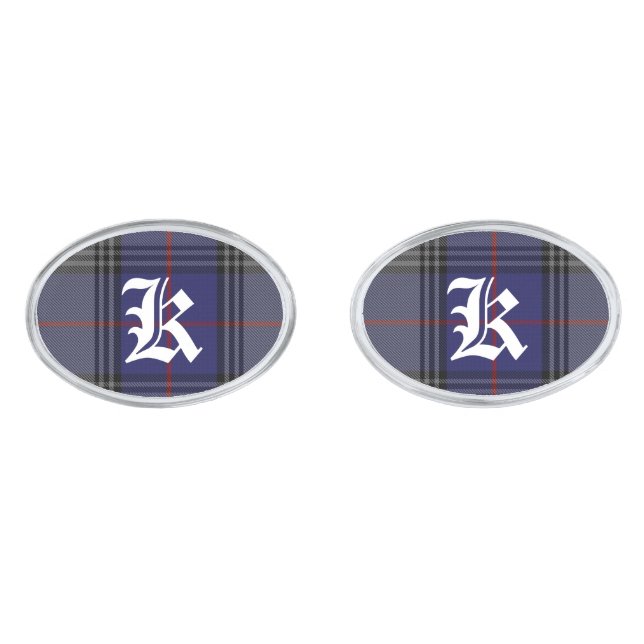 Stylish Kinnaird Plaid Monogram Cuff Links (Front)