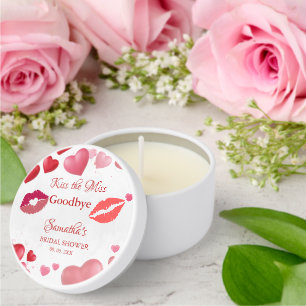 Stylish Kiss Miss Goodbye Red Lips Bridal Shower Mini Candle Favors
