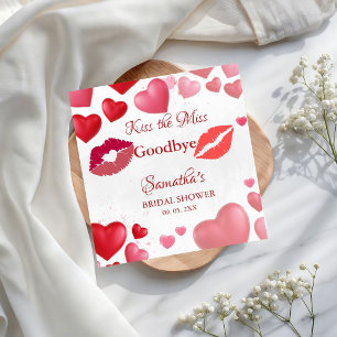 Stylish Kiss Miss Goodbye Red Lips Bridal Shower Napkins