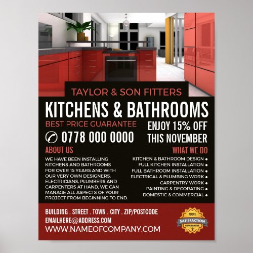 Stylish Kitchen Design Kitchen  Bathroom Fitter Poster