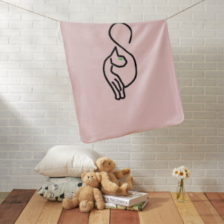 Stylish Kitty Cat Outline Baby Blanket