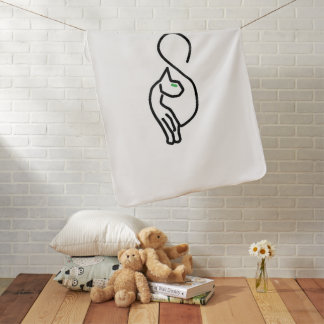 Stylish Kitty Cat Outline Baby Blanket