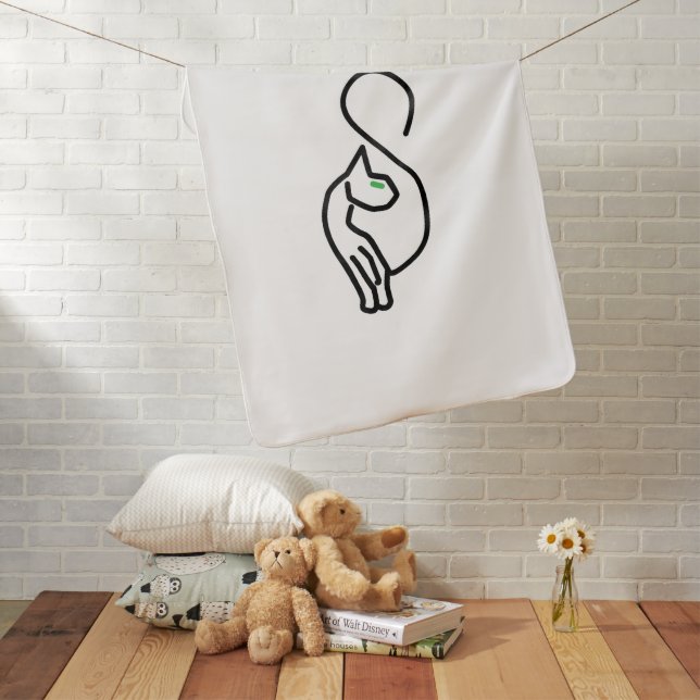 Stylish Kitty Cat Outline Baby Blanket (In Situ)