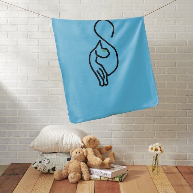 Stylish Kitty Cat Outline Baby Blanket (In Situ)