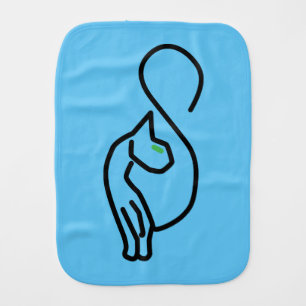 Stylish Kitty Cat Outline Baby Burp Cloth