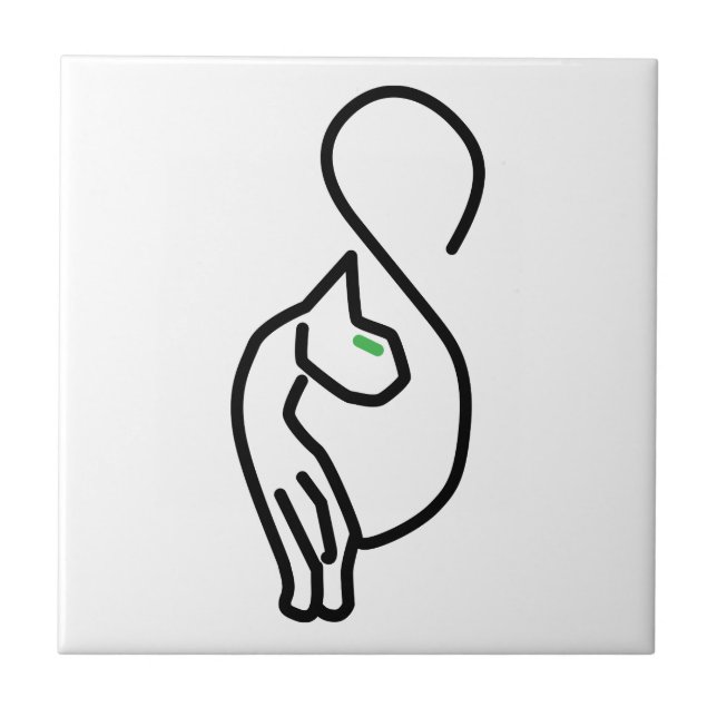 Stylish Kitty Cat Outline Ceramic Tile (Front)
