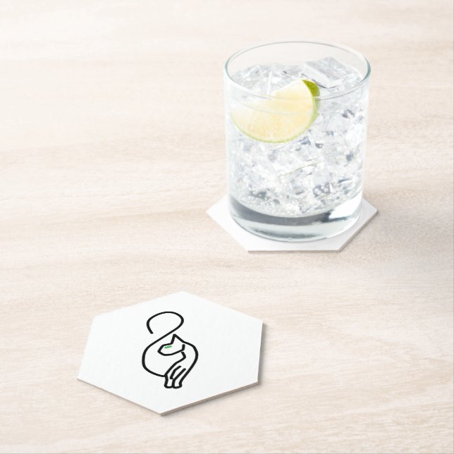 Stylish Kitty Cat Outline Paper Coaster (Insitu)