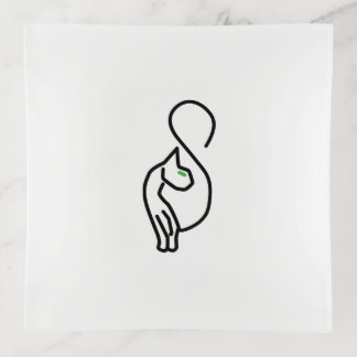 Stylish Kitty Cat Outline Trinket Tray
