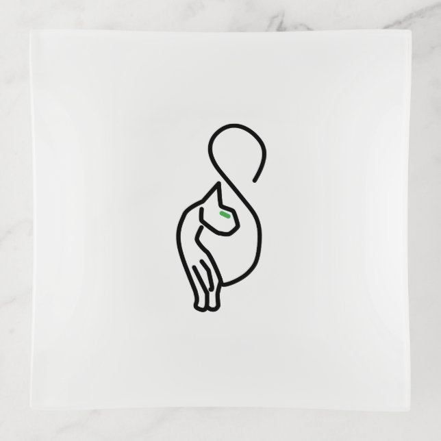 Stylish Kitty Cat Outline Trinket Tray (Front)