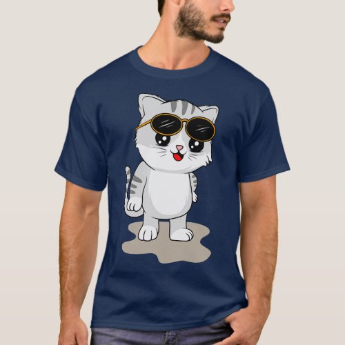 Stylish Kitty Cat Wearing Cool Sunglasses Trendy T T_Shirt