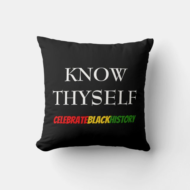 Stylish KNOW THYSELF Black History Month Throw Pillow (Front)