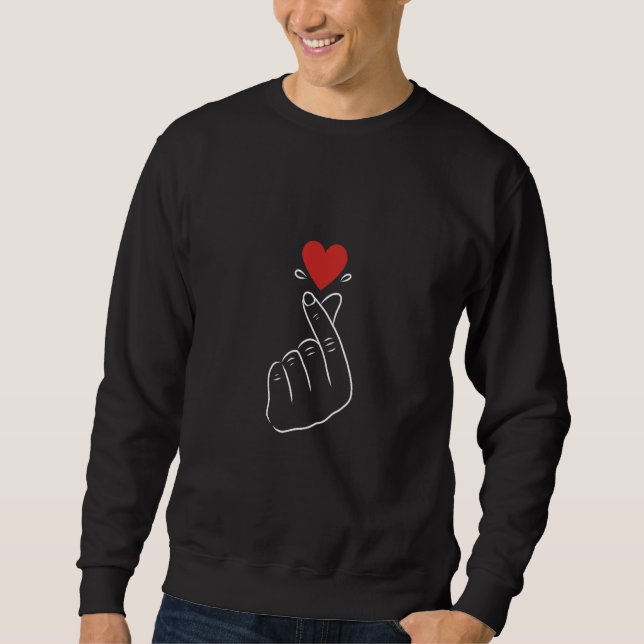 Stylish Korean Finger Heart Gesture High Contrast  Sweatshirt (Front)