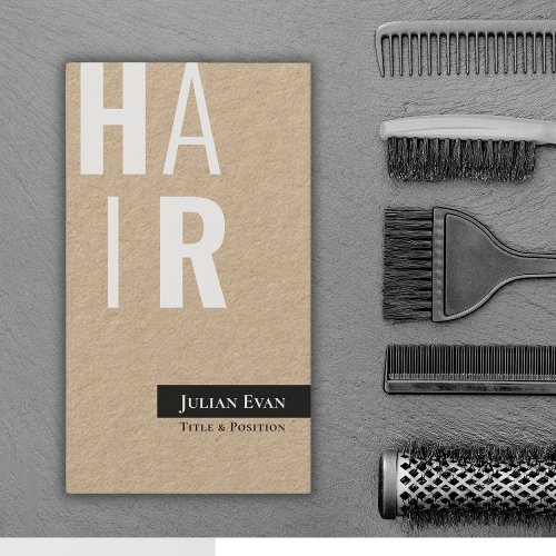 Stylish Kraft Black Hairdresser Business Card