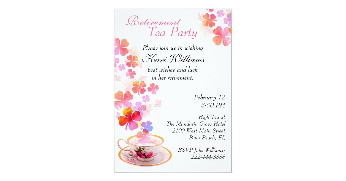 Stylish Ladies Retirement Tea Party Invitation | Zazzle.com