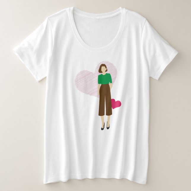 Stylish Lady & Heart T-Shirt – Modern Feminine Art (Design Front)