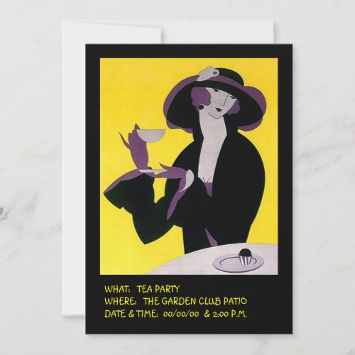 Stylish Lady High Tea Afternoon Invitations Party