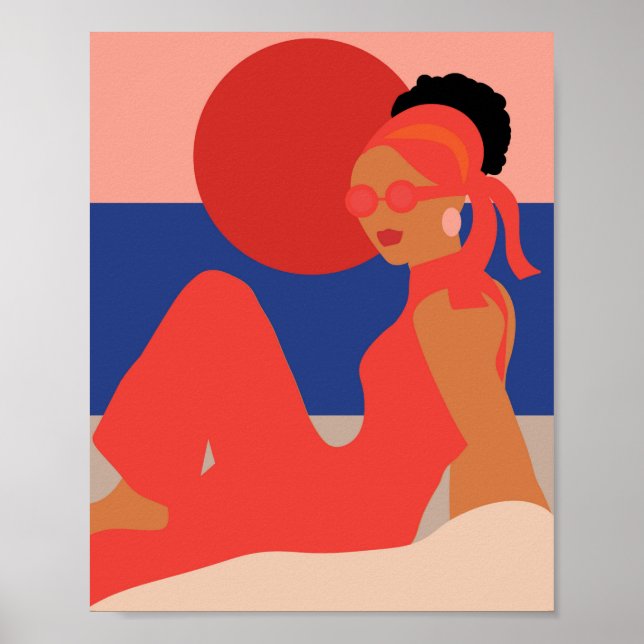 Stylish Lady on the Beach Poster (Front)