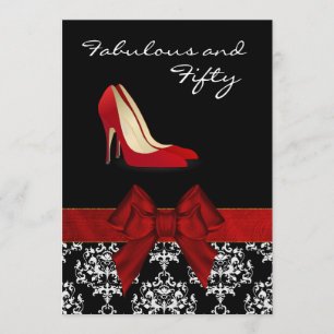 Stylish Lady's Damask Stiletto Custom Invitation