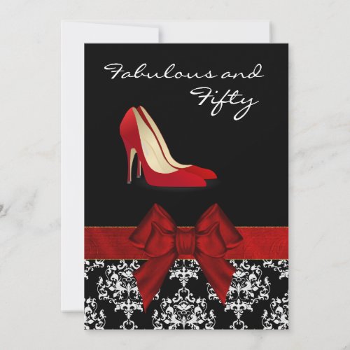 Stylish Lady's Damask Stiletto Custom Invitation